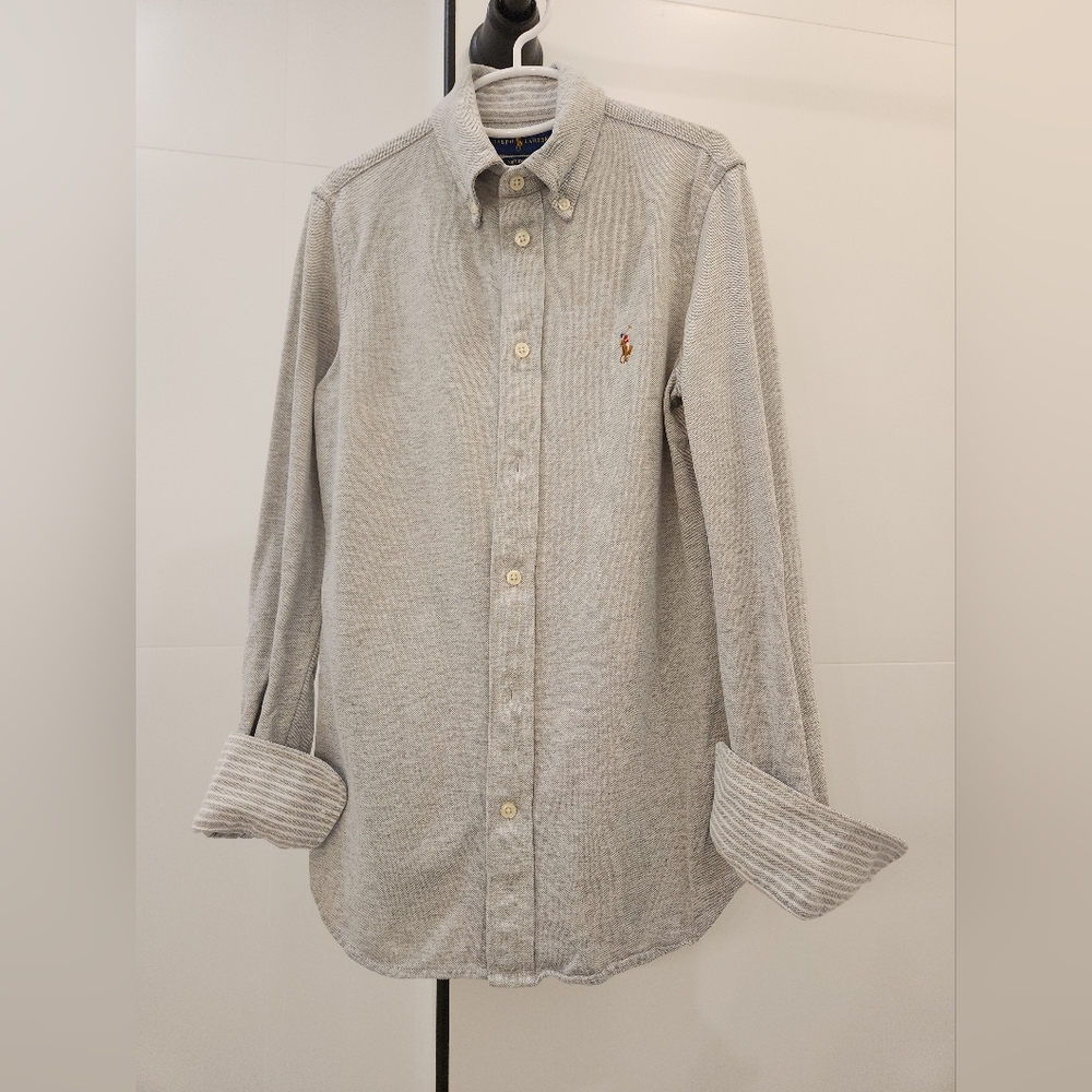 Polo by Ralph Lauren Gray Casual Button Down Shirt with Iconic Logo Sz XS